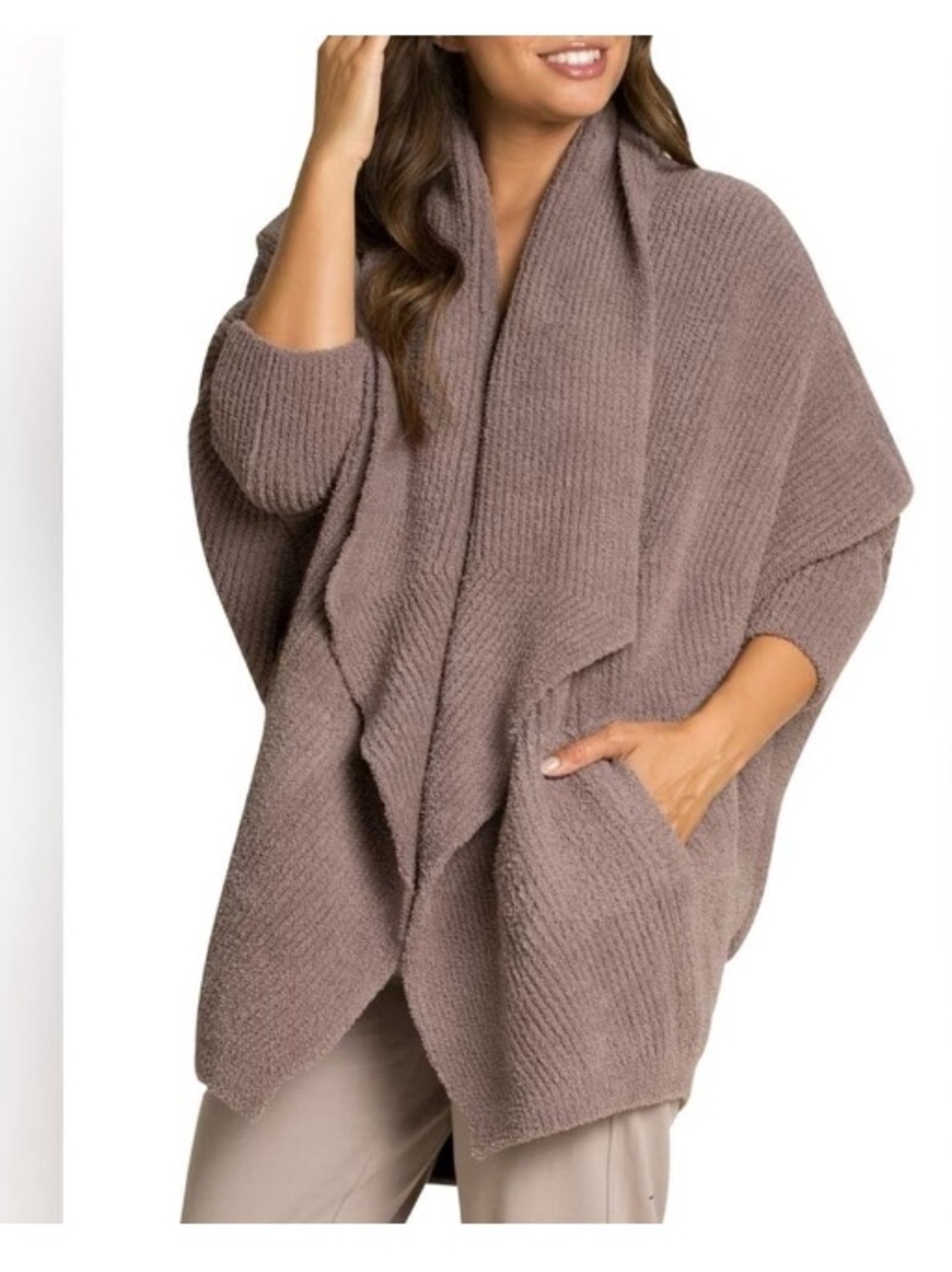 Barefoot Dreams CozyChic Chevron Ribbed cocoon Cardi BDWCC1621 sz s/m
